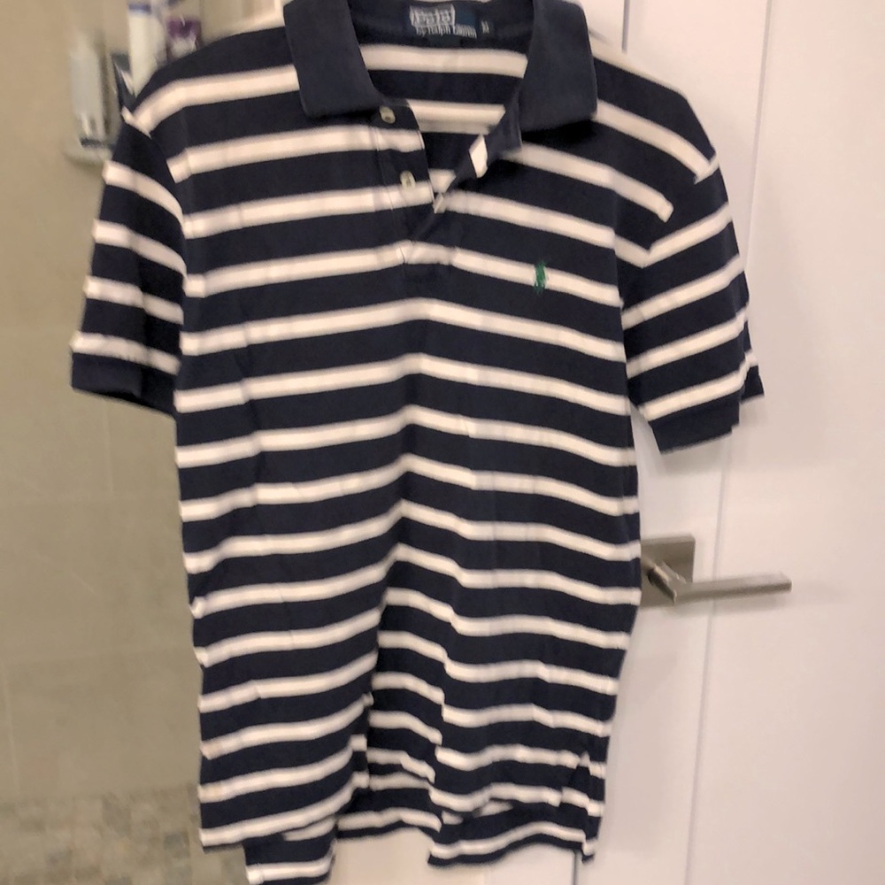 Men’s medium navy and white polo